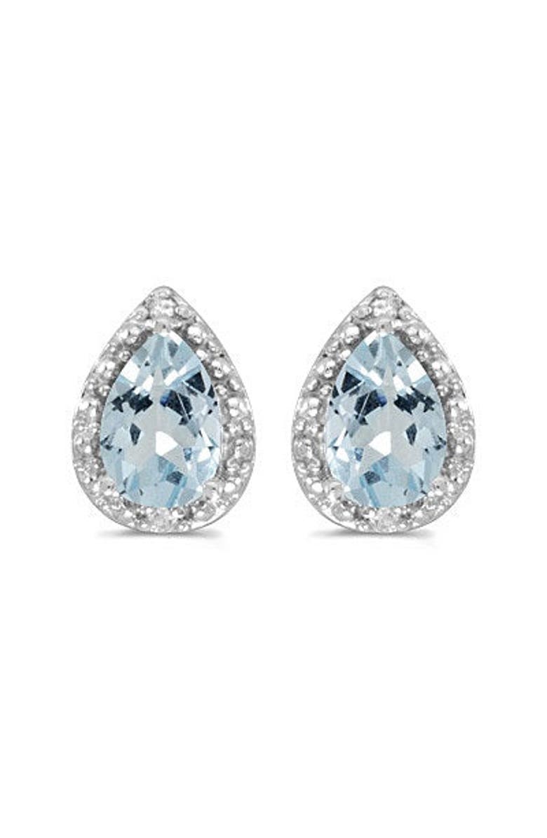 ALLUREZ Pear Stud Earrings 14k, Main, color, 1.22Ct,Aquamarine,White Gold