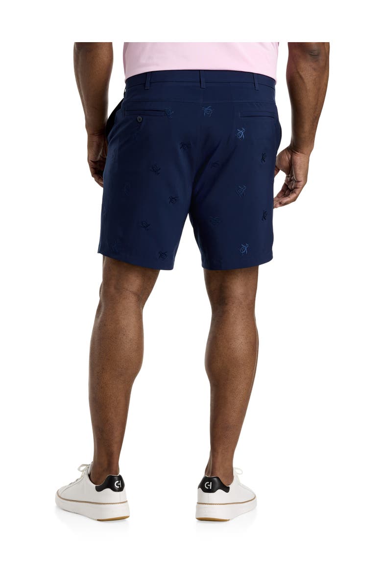 Original Penguin Big & Tall Space Dyed Embroidered Shorts, Alternate, color, Black Iris