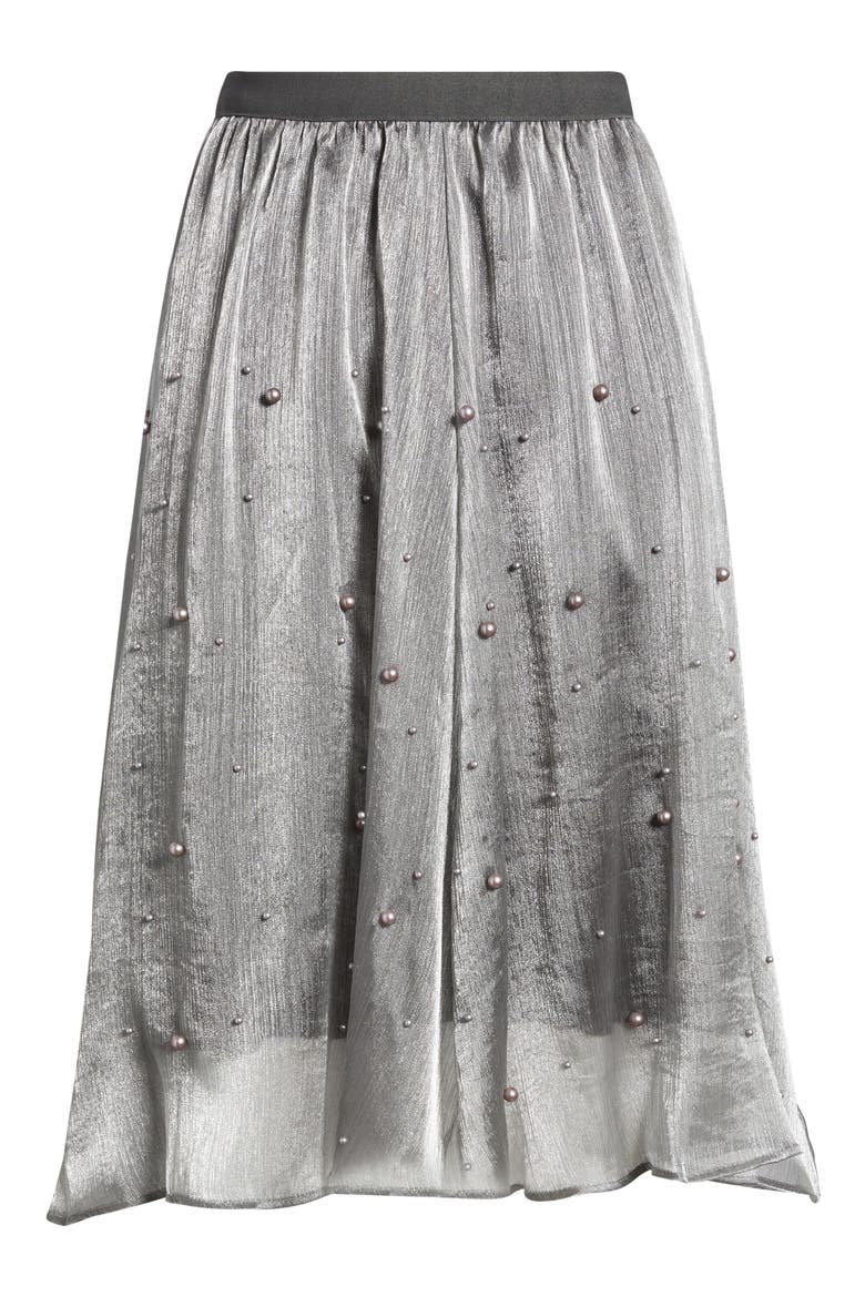 Elsa Beaded Asymmetric Skirt, Alternate, color, GRAY