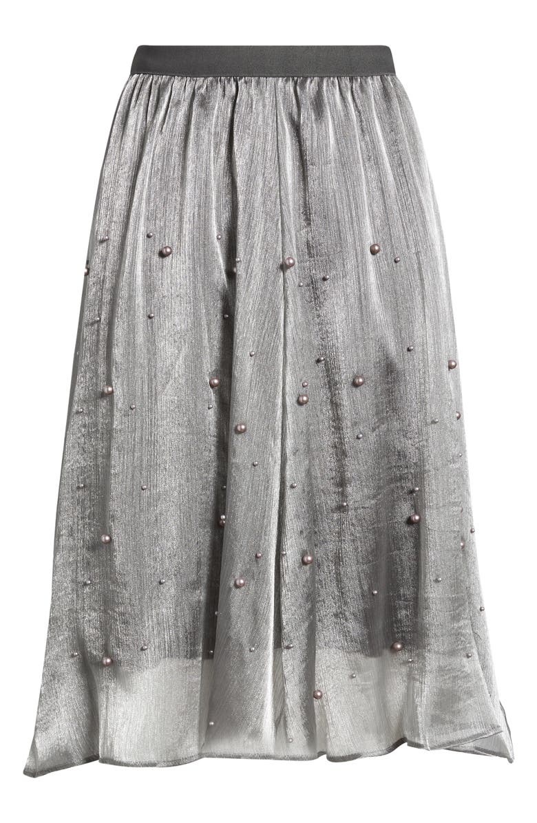 NIKKI LUND Elsa Beaded Asymmetric Skirt, Alternate, color, Gray