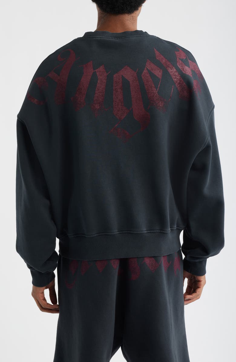 Palm Angels Big Neck Logo Sweatshirt, Alternate, color, Black Burgundy
