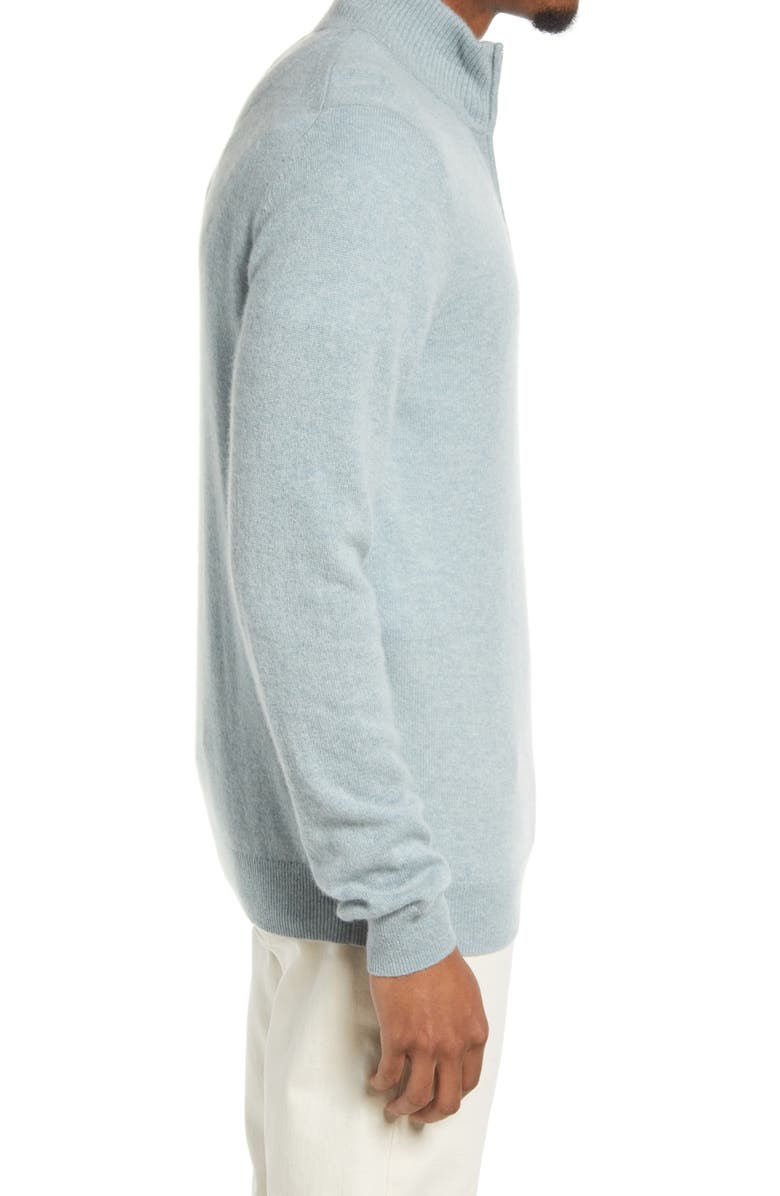 Nordstrom Cashmere Quarter Zip Pullover Sweater, Alternate, color, Blue Haze