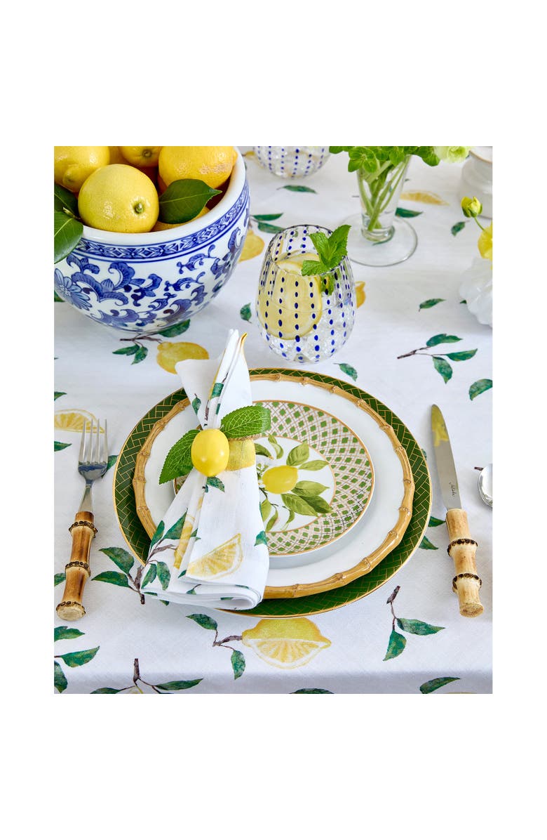 Solino Home Linen Dinner Napkins Set of 4, 20 x 20 Inch for Dining Table, Holiday and Everyday Table Decor - Botanical Lemon, Alternate, color,