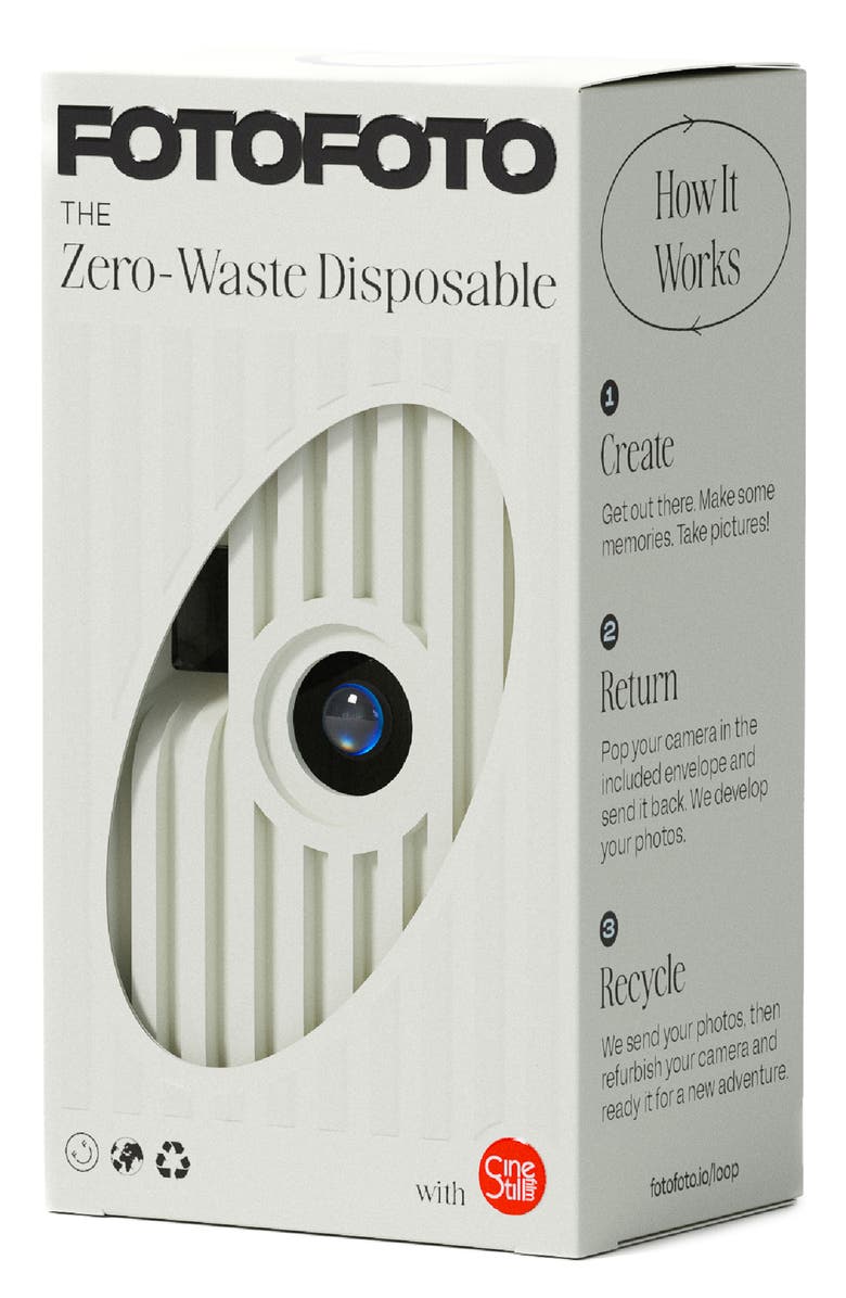 FOTOFOTO Atlas Zero-Wasted Disposable Camera, Alternate, color, White