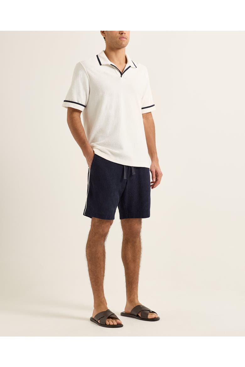Trevone Towelling Classic-Fit Drawcord Sweat Shorts, Main, color, NIGHT IRIS/WHITE SAND