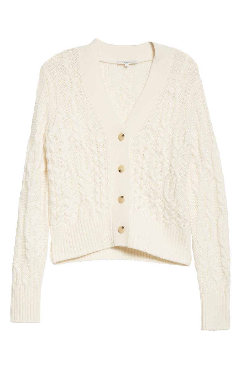 Vince Triple Braid Cable Wool & Cashmere Cardigan, Alternate, color, 