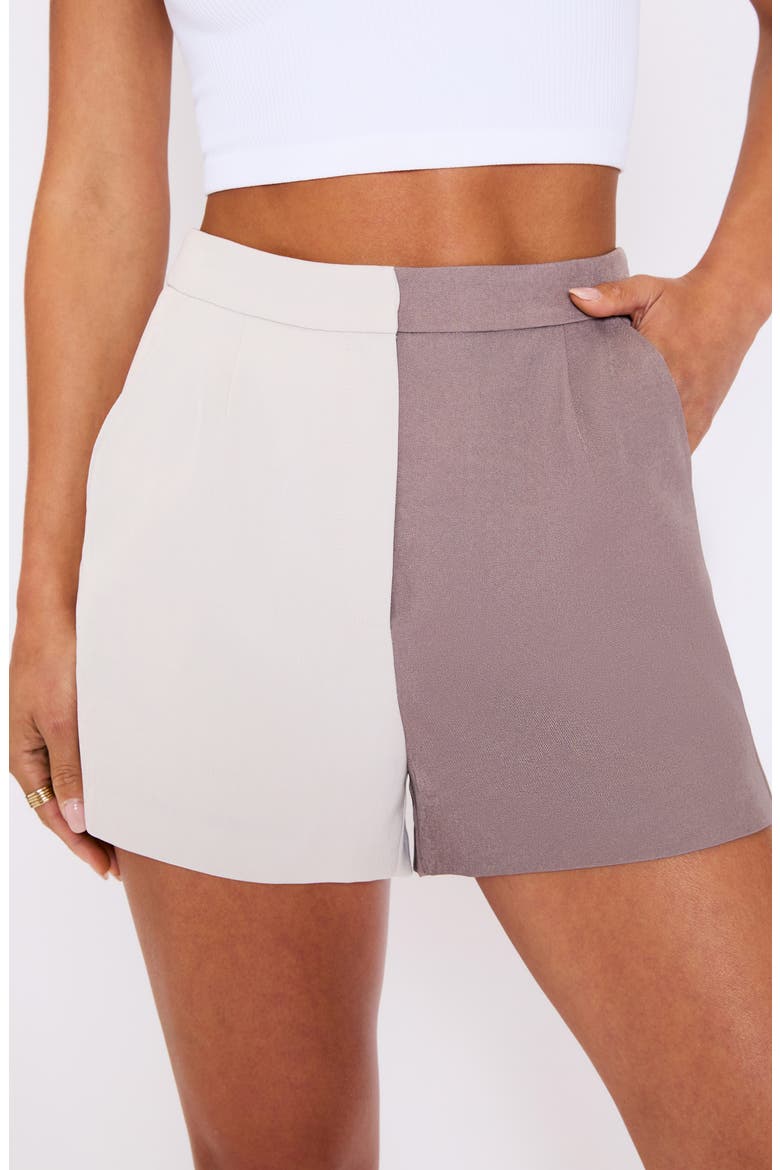 Back to Business Colorblock Shorts, Alternate, color, BROWN/ WHITE MULTI