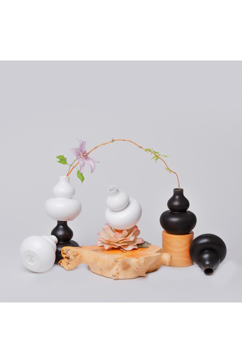 Semi-Matte Porcelain Mini Double Gourd Vase, Alternate, color, Black