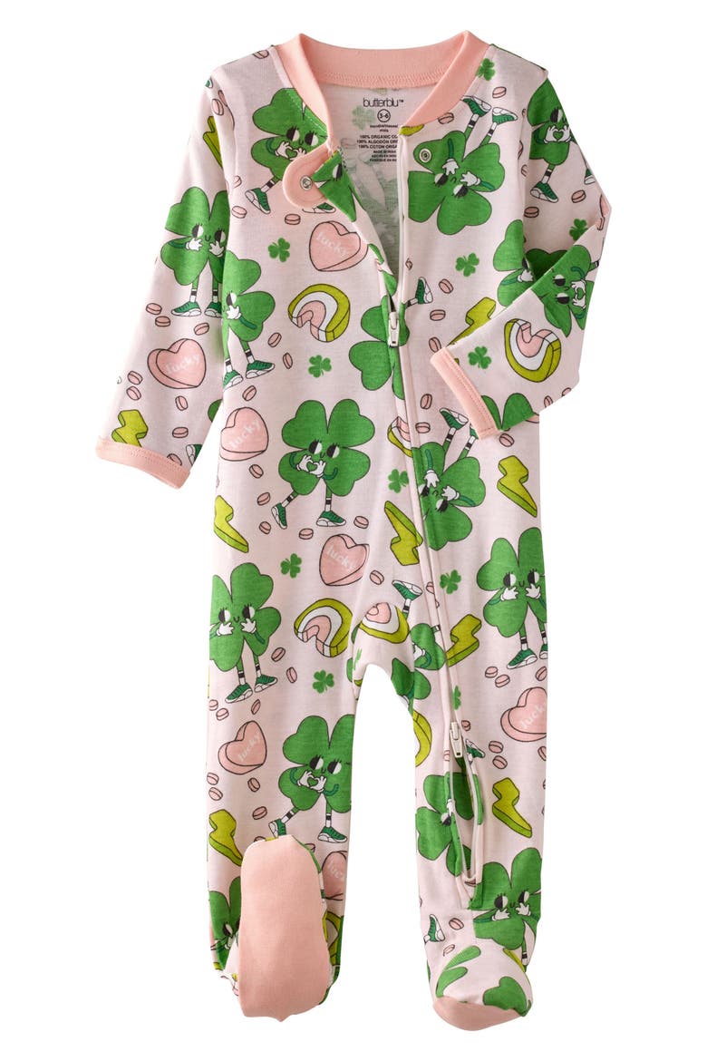 Scout Organic Cotton Footie, Alternate, color, HAPPY GO LUCKY