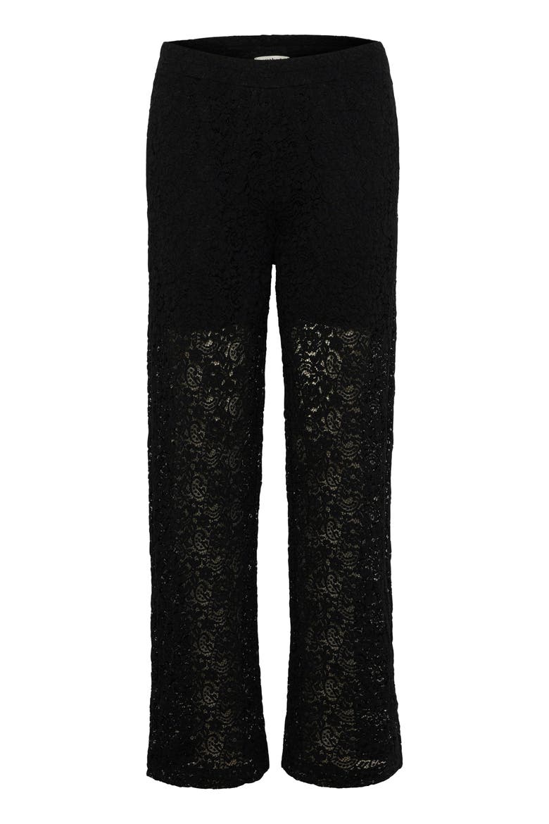 SLHenni Elastic Waist Wide Leg Trousers, Alternate, color, Black