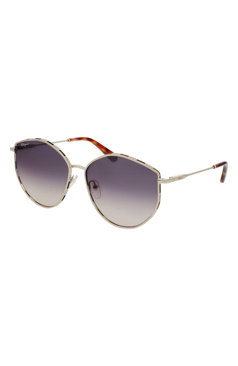 FERRAGAMO Gancini Tea Cup 59mm Gradient Round Sunglasses, Alternate, color, 