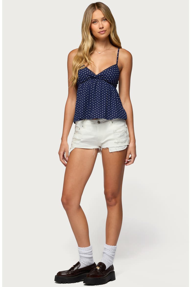 Belen Polka Dot Lace Trim Top, Alternate, color, NAVY-AND-WHITE