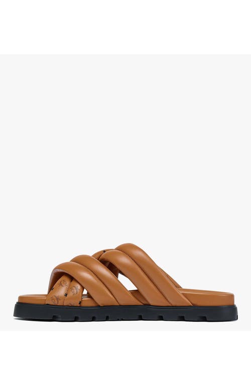 Mcm Monogram Print Cross Sandals In Cognac
