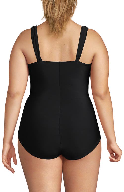 Lands' End Dd-cup Slender Suit Grecian Low Leg One Piece Swimsuit In Black