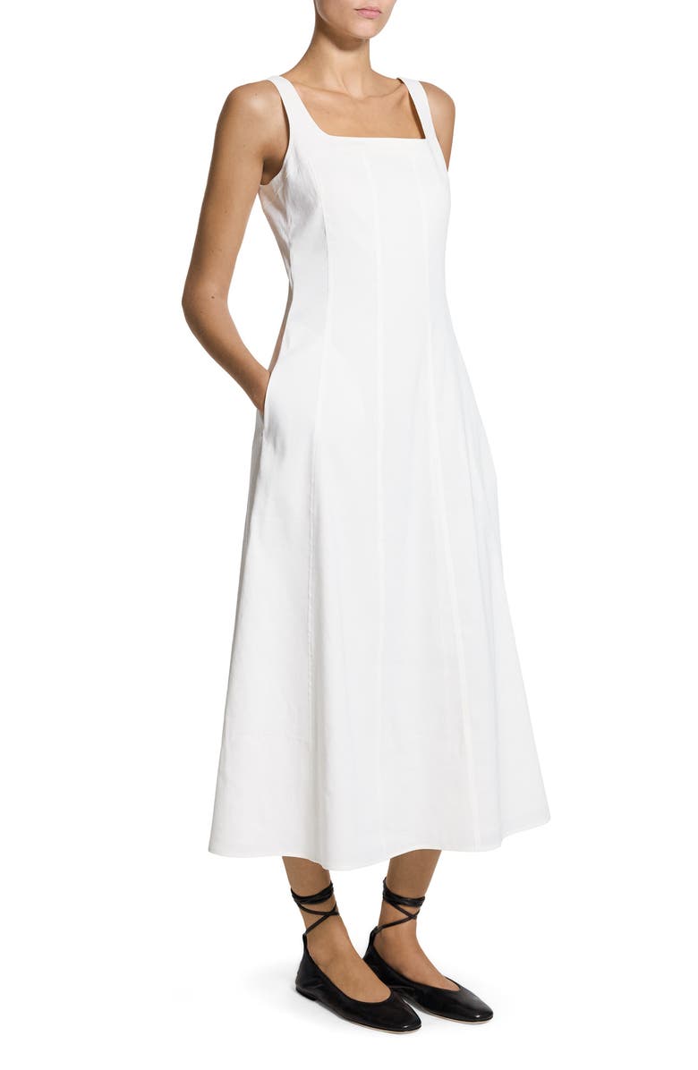 Theory Sleeveless Seamed Linen Blend Fit & Flare Dress, Alternate, color, 