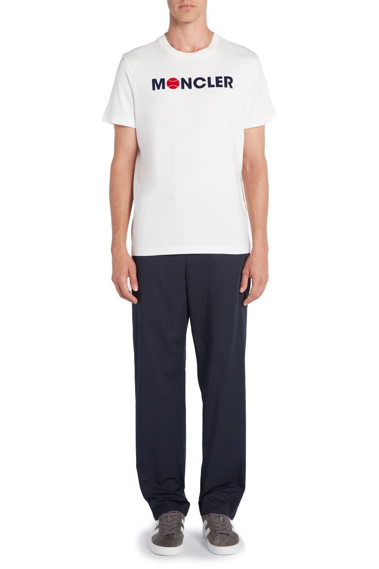 Flocked Logo Cotton T-Shirt, Alternate, color, SILK WHITE