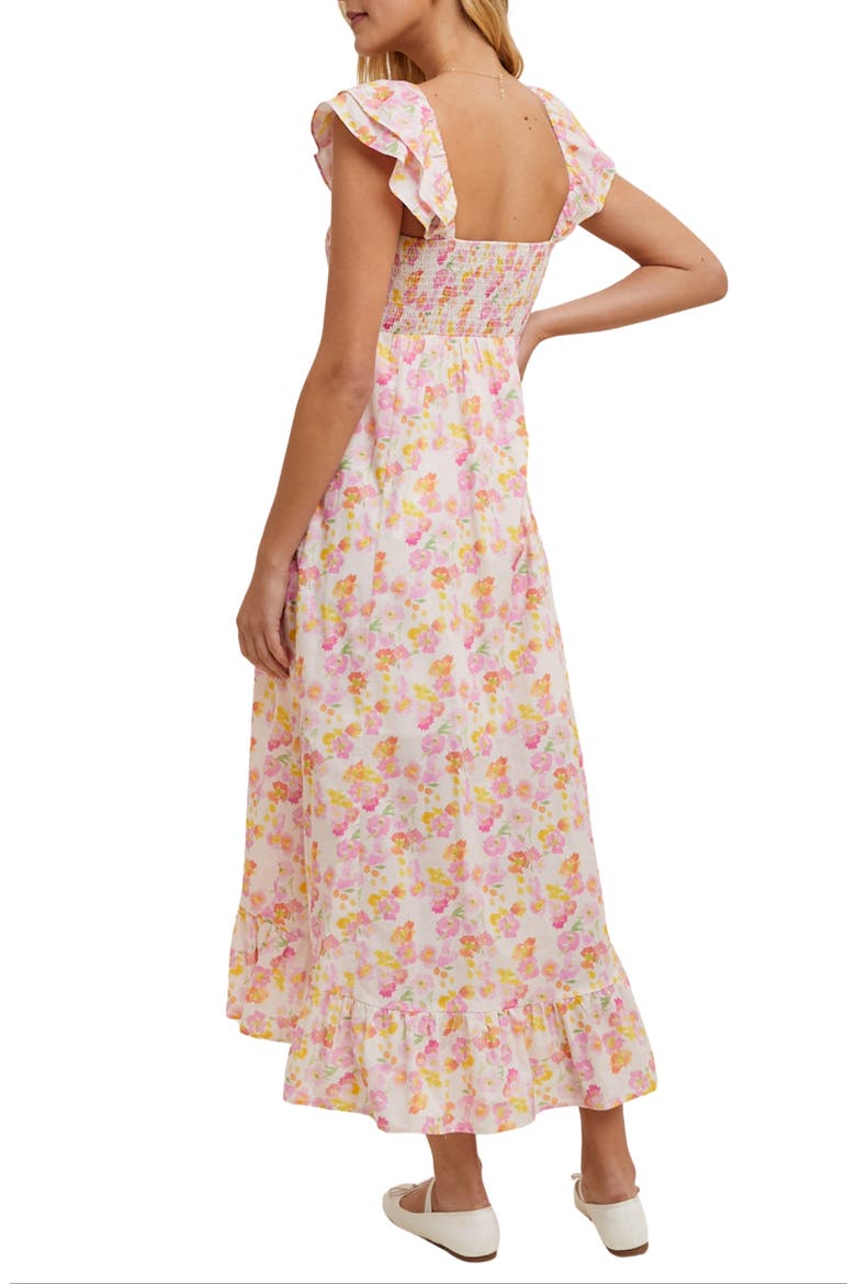 Floral Flutter Sleeve Maxi Dress, Alternate, color, PUNCH COMBO