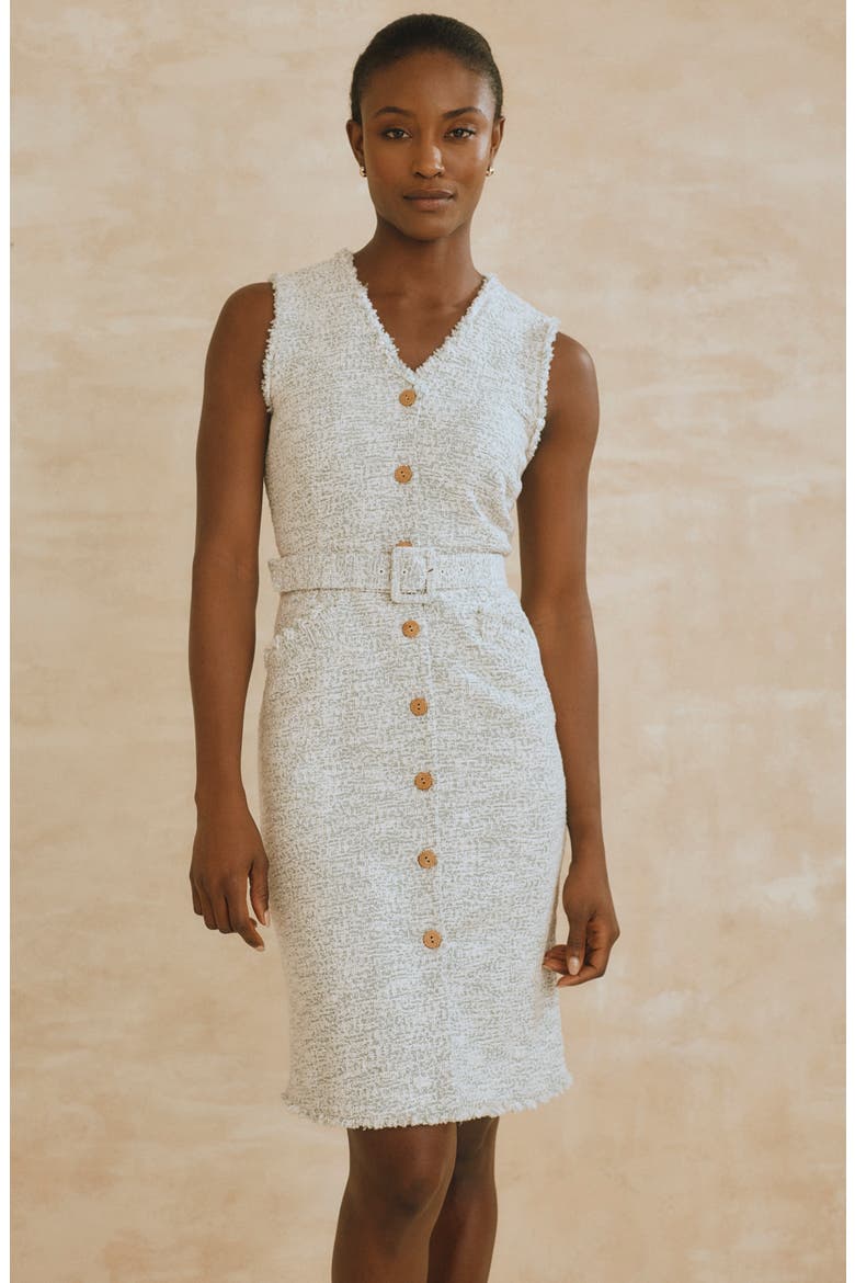 Wynona Sleeveless Button Front Dress, Alternate, color, FADED GREEN