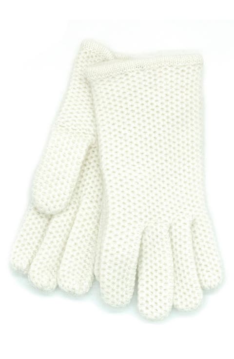 Honeycomb Knit Wool Blend Gloves