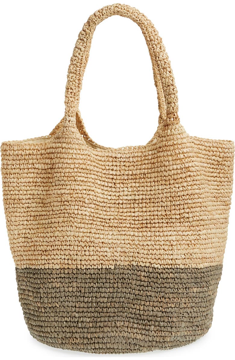 Straw Studios Colorblock Straw Shoulder Bag, Main, color,