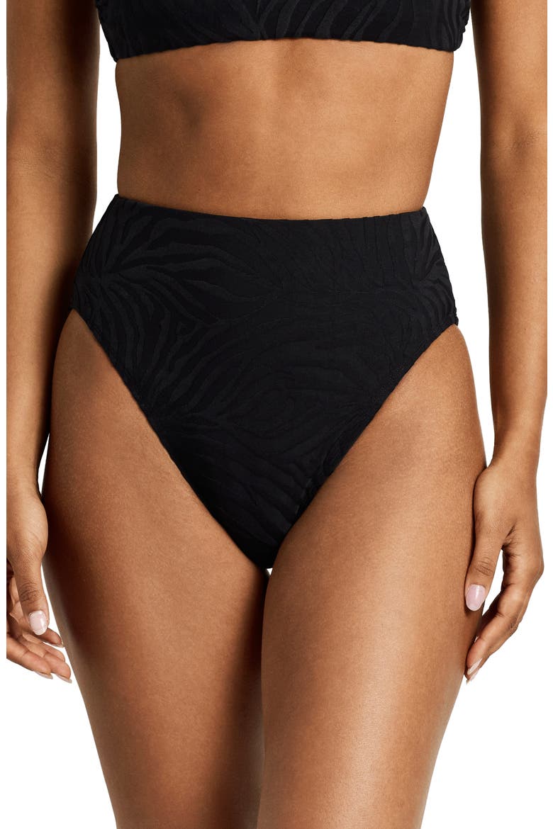 Modern High Waist Bikini Bottoms, Main, color, BLACK