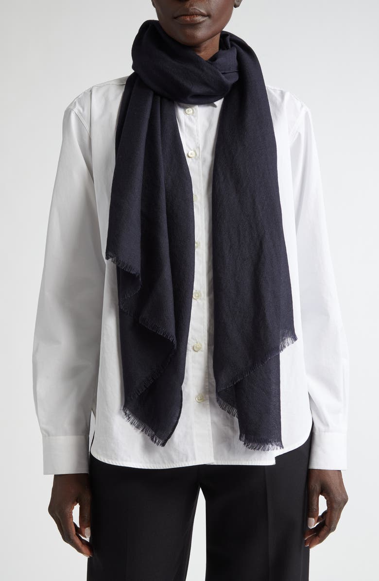 Akris Crystal Embellished Cashmere & Silk Scarf, Alternate, color, 279 Navy