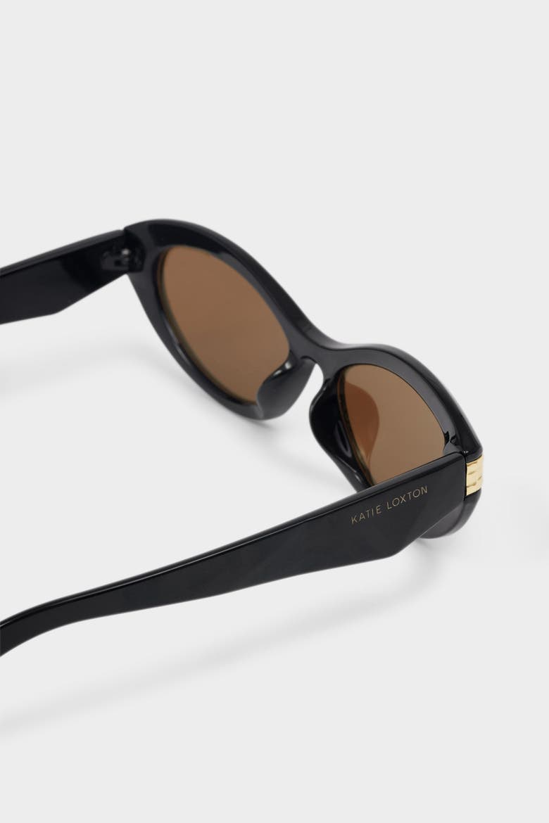 Bordeaux Slim Oval Sunglasses in Black, Alternate, color, Black