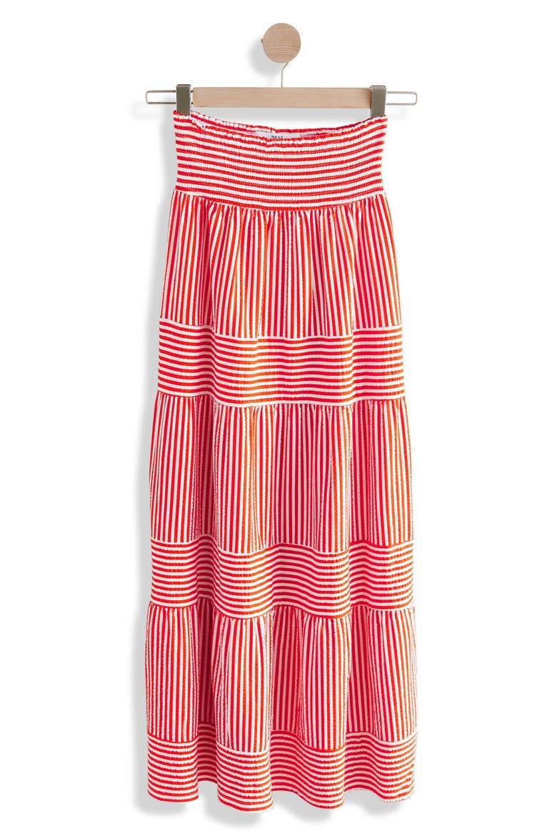 Stripe Tiered Cotton Maxi Skirt, Main, color, WHITE/ RED