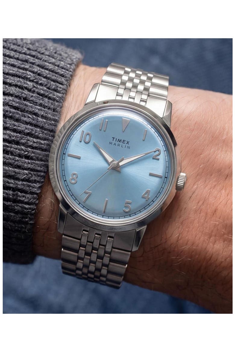 Marlin Stainless Steel Bracelet Watch, 34mm, Alternate, color, BLUE/ SILVER