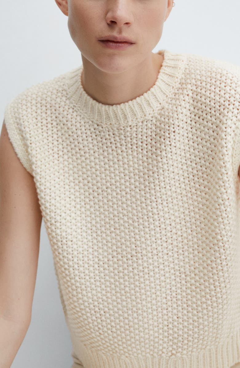 MANGO Chunky Stitch Crop Crewneck Sweater Tank, Alternate, color,