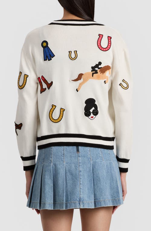 Alice And Olivia Cotton Embroidered Bradley Cardigan In Multi