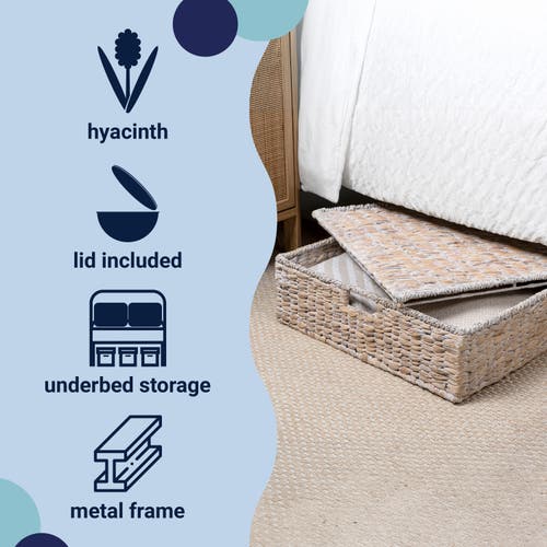 Happimess Holden 30" Classic Costal Hand-woven Hyacinth Wicker Under Bed Storage Basket With Lid In Neutral