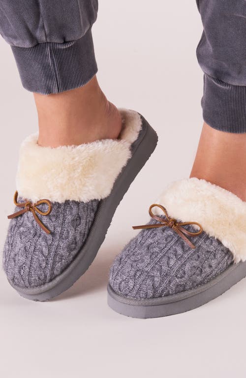 Minnetonka Flurry Faux Fur Trim Scuff Slipper In Gray