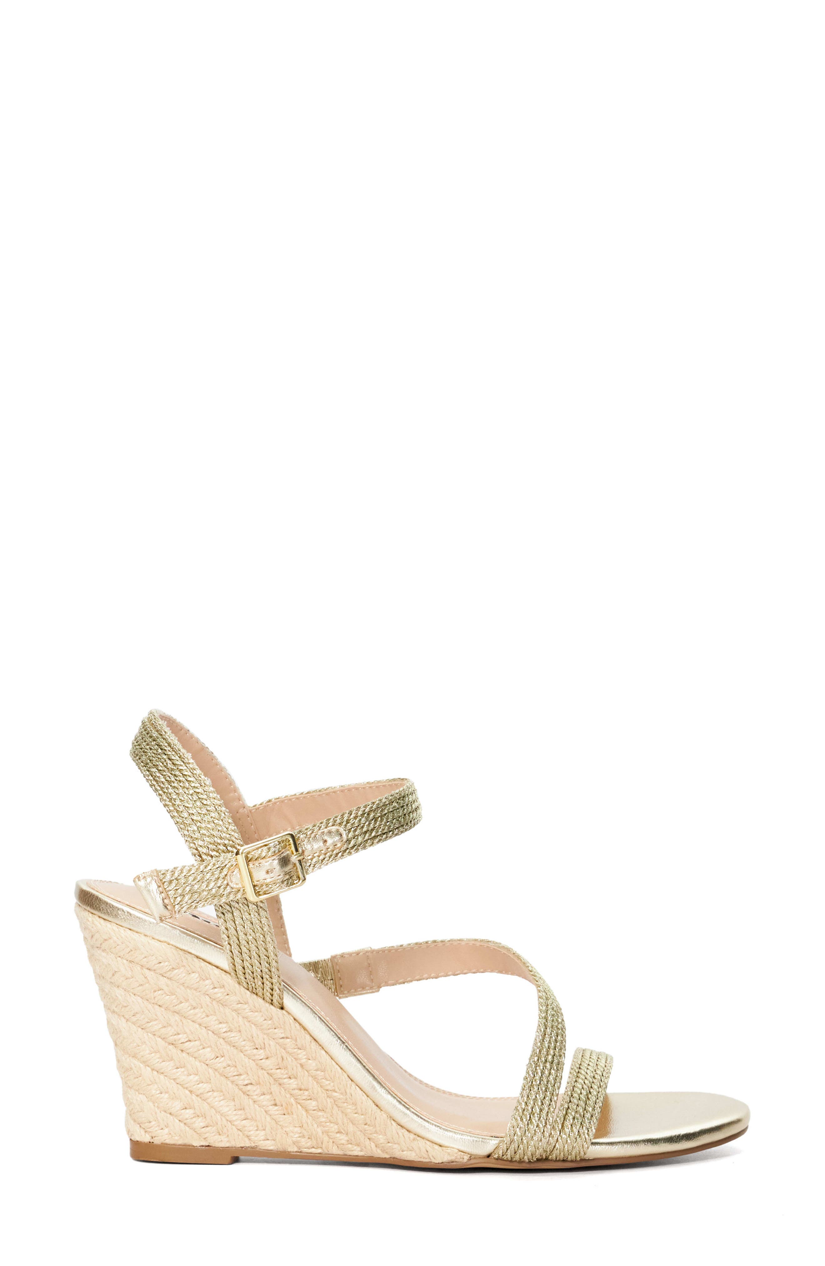 Dune London Kaias Espadrille Ankle Strap Wedge Sandal, Alternate, color, Gold