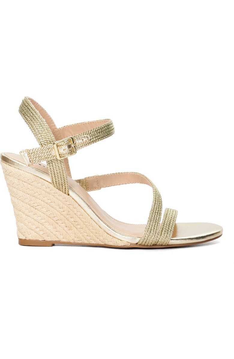 Dune London Kaias Espadrille Ankle Strap Wedge Sandal, Alternate, color, Gold