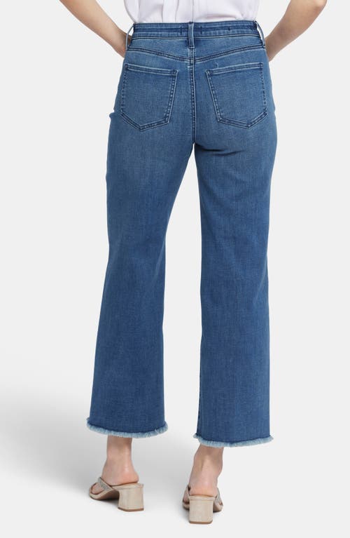 Nydj Teresa Exposed Button Frayed Ankle Wide Leg Jeans In Blue