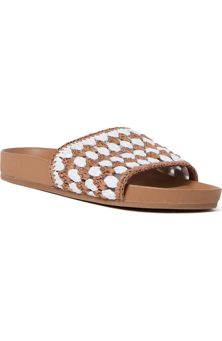 Loeffler Randall Henri Crochet Raffia Slide Sandal, Main, color, Cream-Brown Cream
