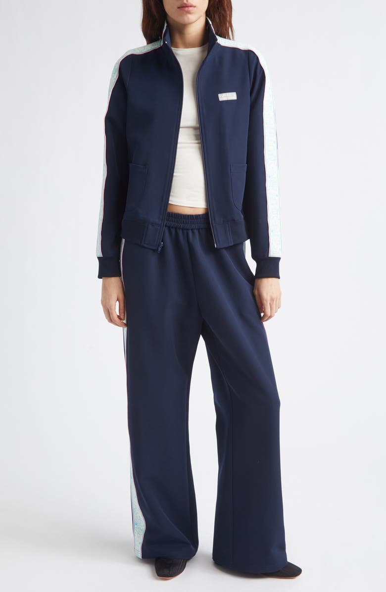Sandy Liang Lia Side Stripe Jacket, Main, color, Navy