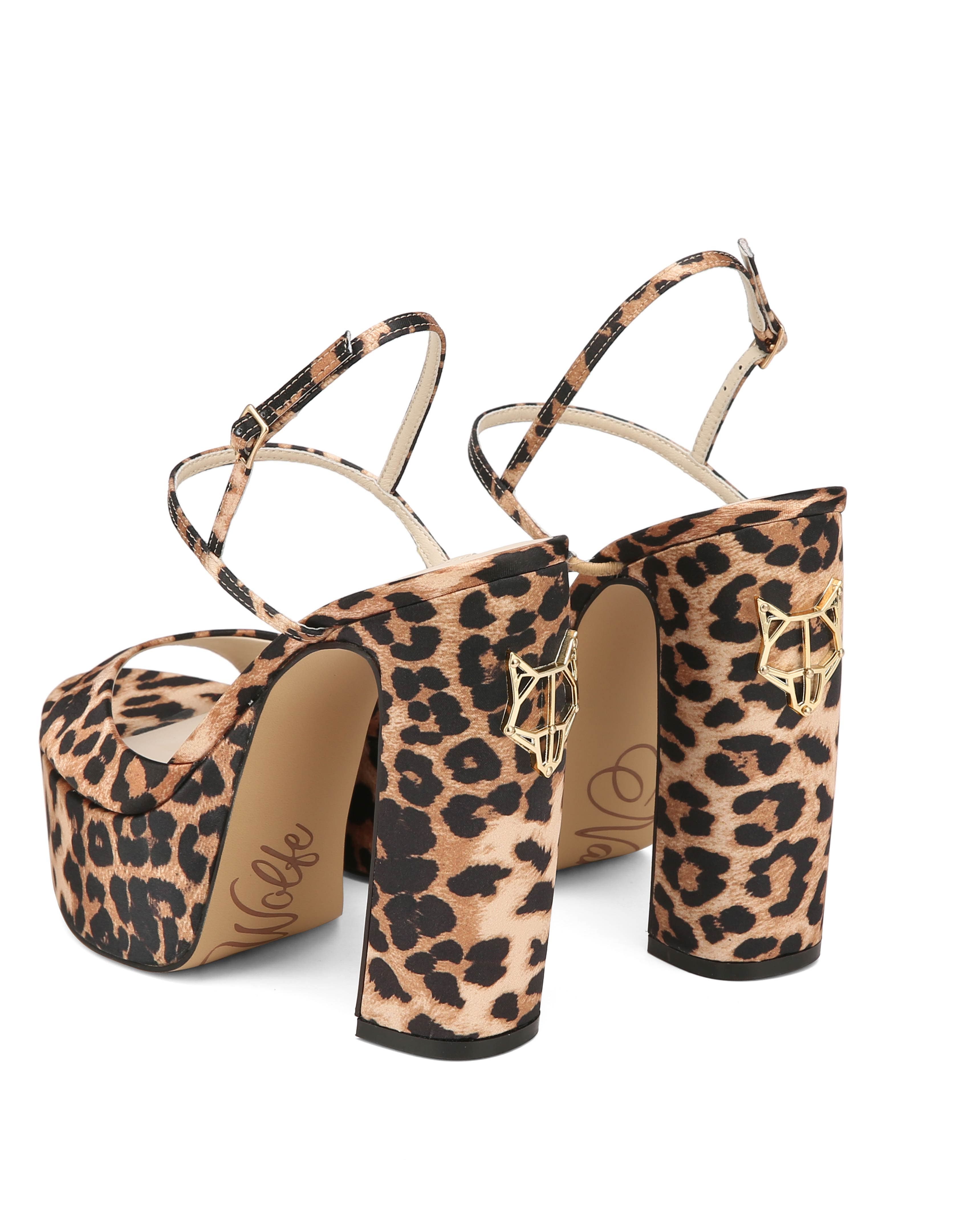 Naked Wolfe Fire Satin Heel, Alternate, color, Leopard