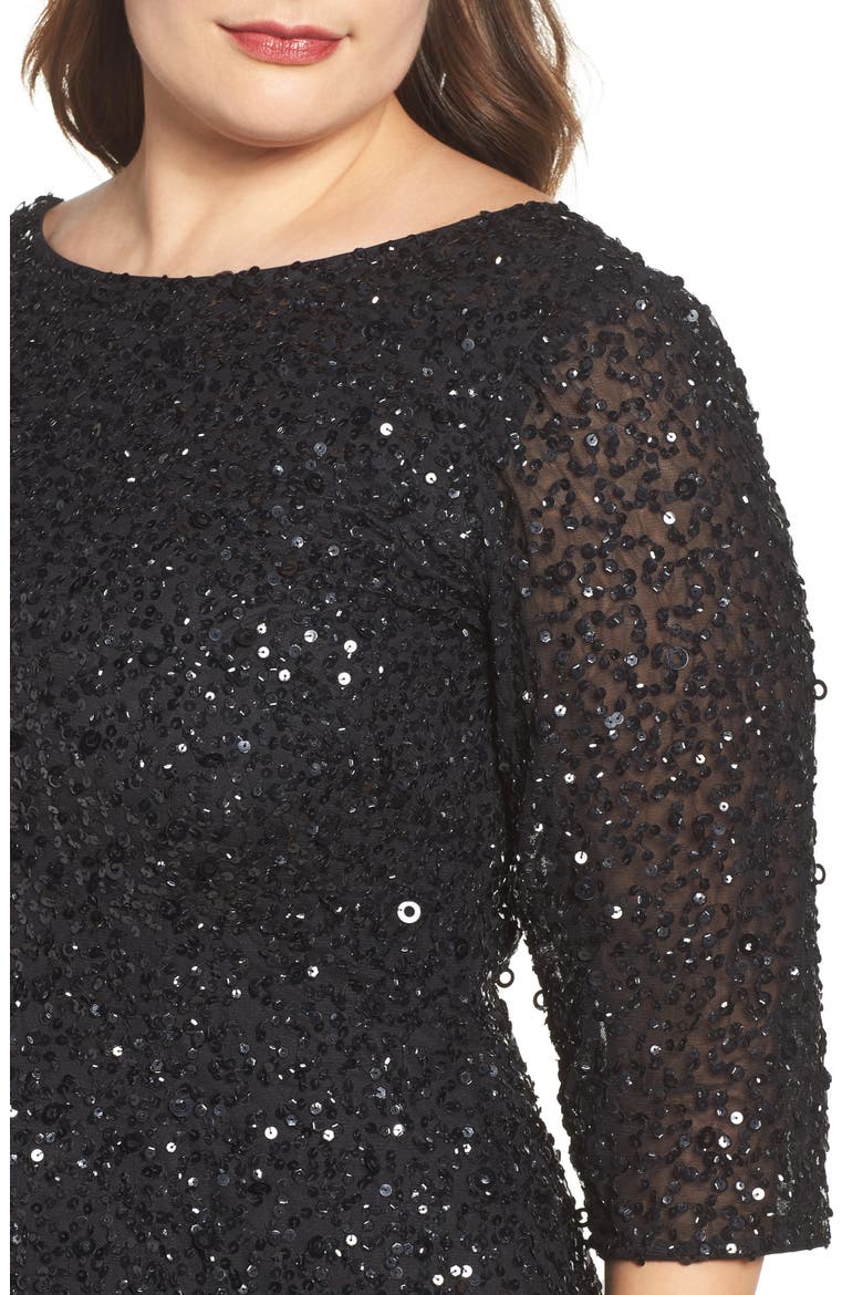 Embellished Scoop Back Gown, Alternate, color, BLACK
