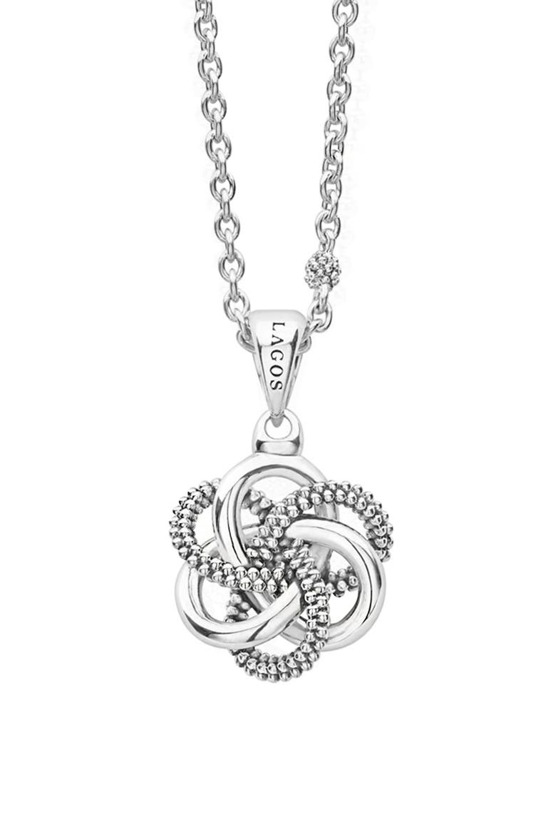 Love Knot Stud Earrings & Pendant Necklace Set, Alternate, color, SILVER
