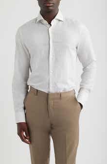 Hank Slim Fit Plaid Linen & Cotton Shirt