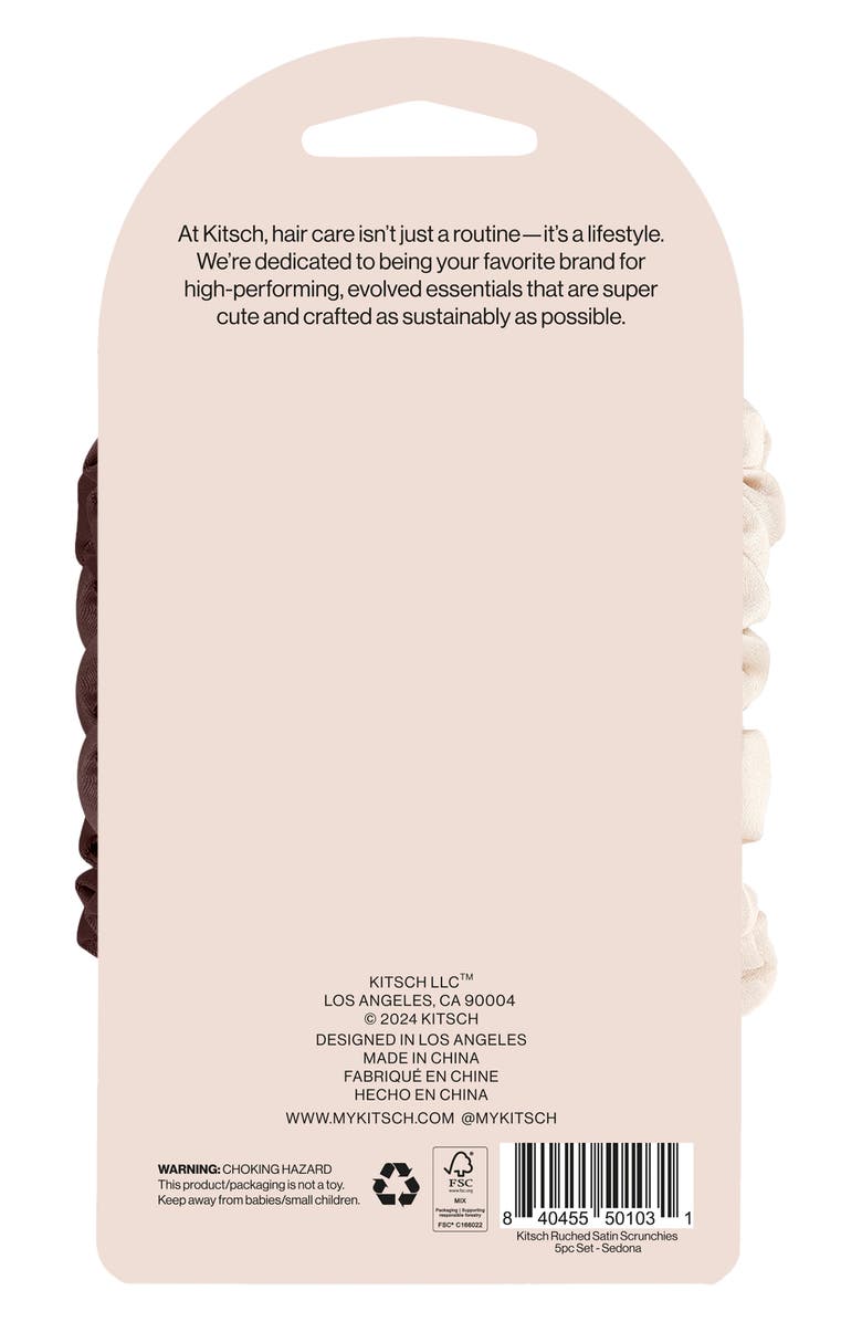 Kitsch 5-Pack Assorted Petite Satin Scrunchies, Alternate, color, Sedona