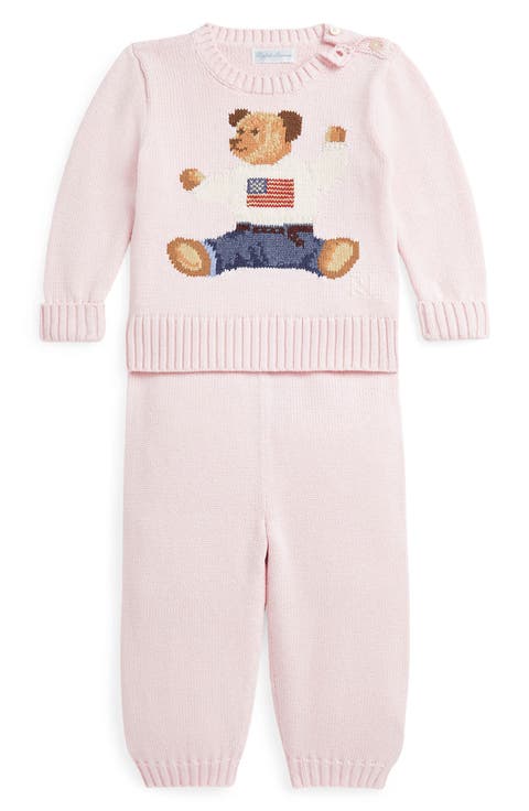 Kids' Polo Bear Cotton Sweater & Pants Set
