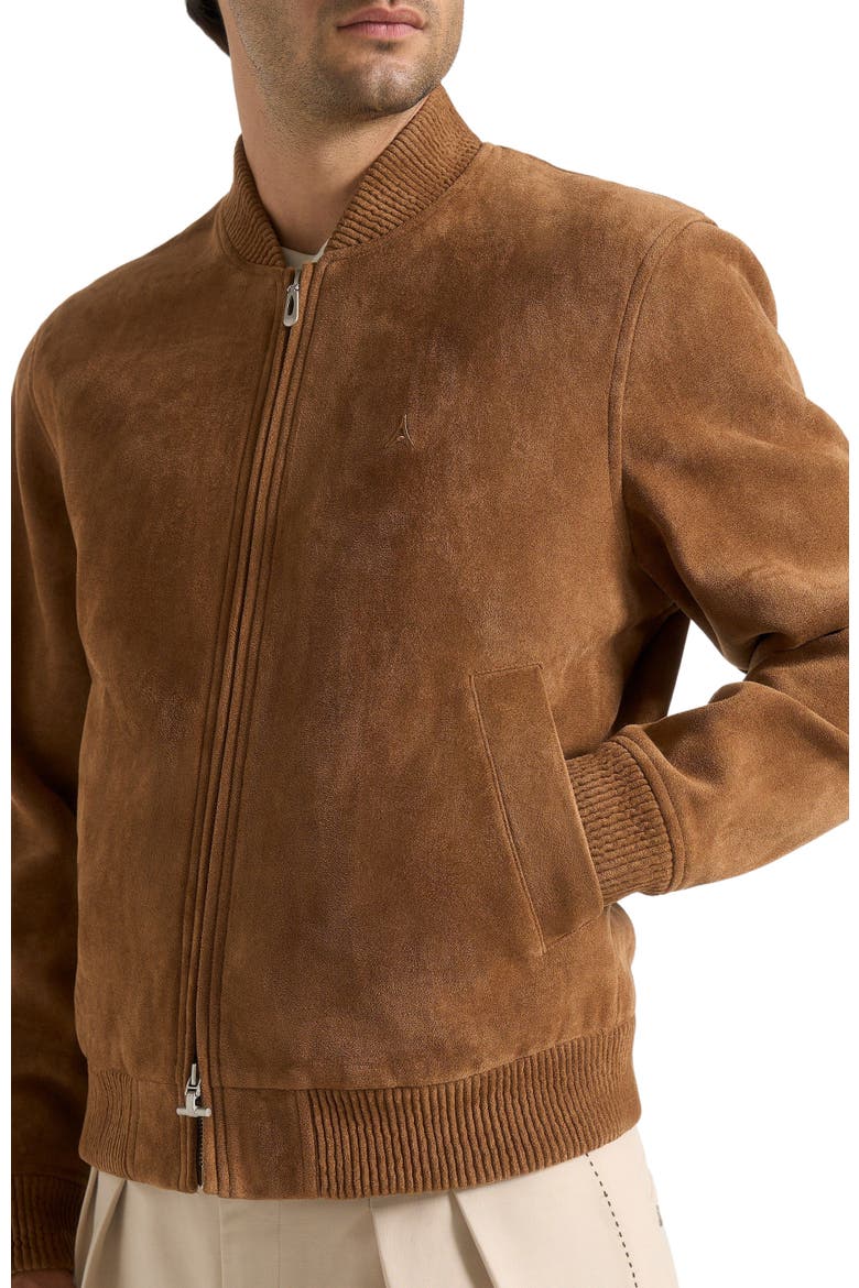 Arsene Suede Bomber Jacket, Alternate, color, Fawn