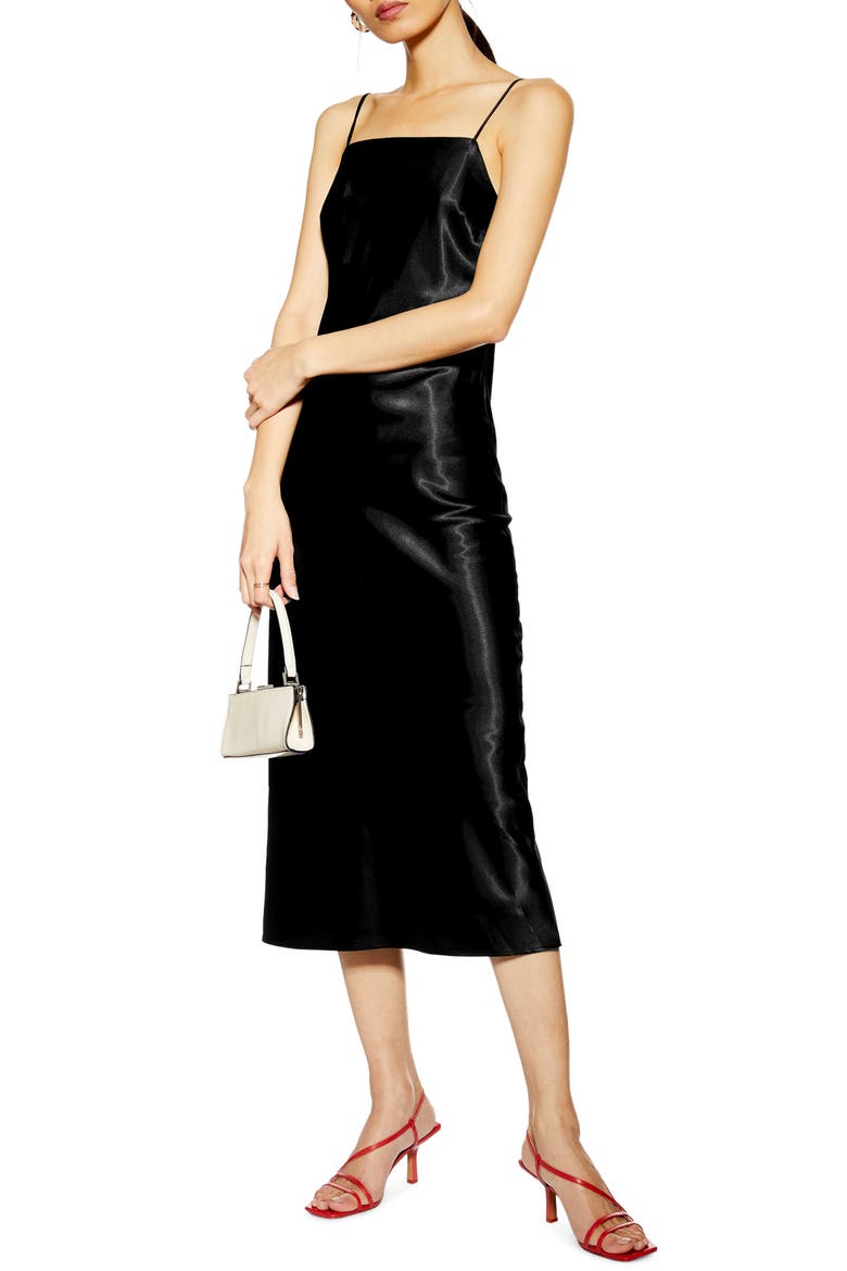 Square Neck Slipdress, Main, color, BLACK