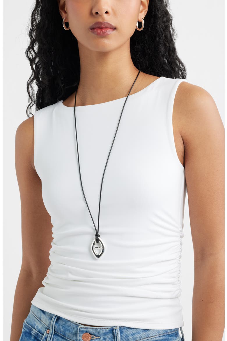 Convex Slider Cord Pendant Necklace, Alternate, color, BLACK- SILVER