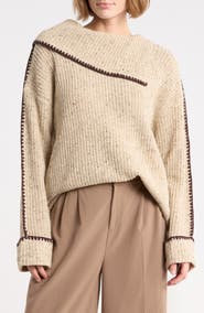 Joseph A Whipstitch Trim Pullover Sweater