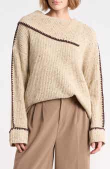 Whipstitch Trim Pullover Sweater