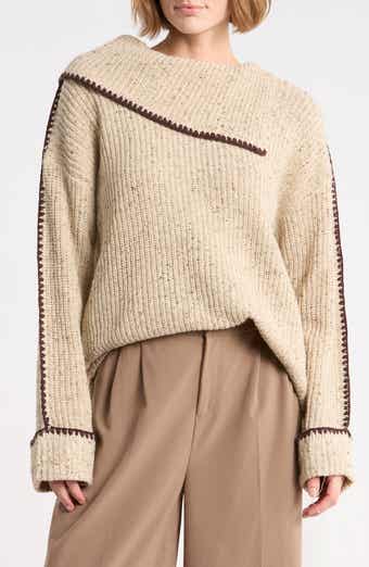 Whipstitch Trim Pullover Sweater